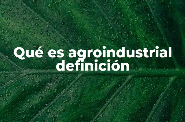 Qué es Agroindustrial Definición