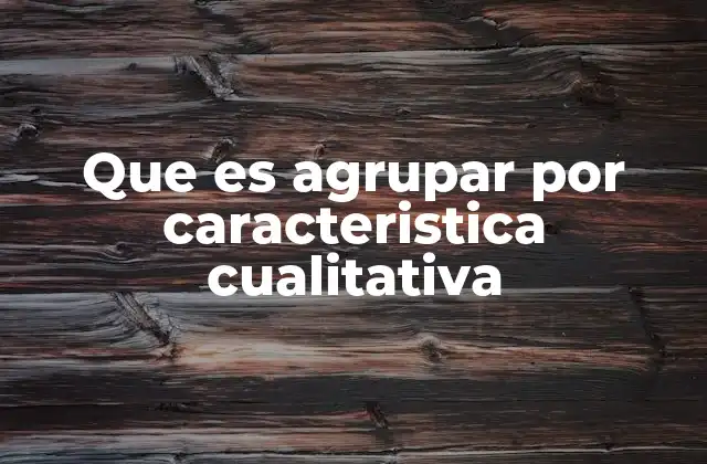 Que es Agrupar por Caracteristica Cualitativa