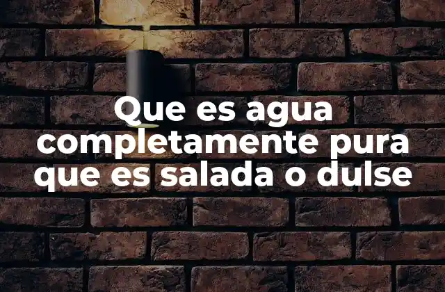Que es Agua Completamente Pura que es Salada o Dulse