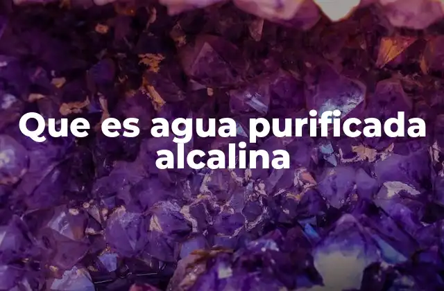 Que es Agua Purificada Alcalina