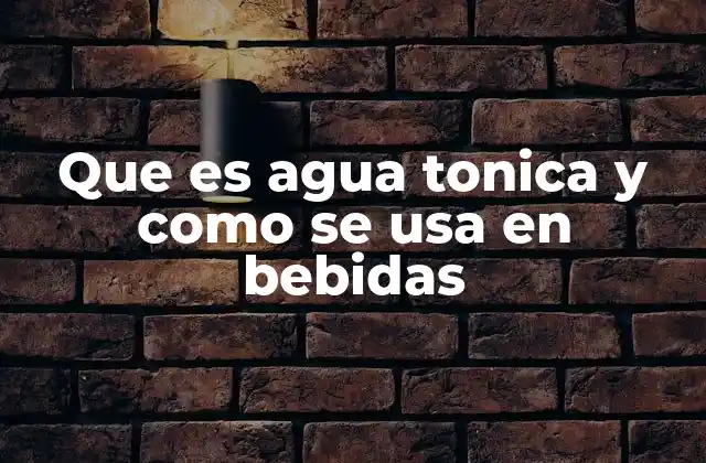 Que es Agua Tonica y como Se Usa en Bebidas