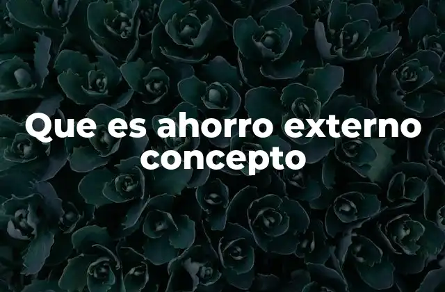 Que es Ahorro Externo Concepto