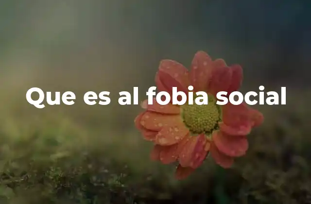 Que es Al Fobia Social