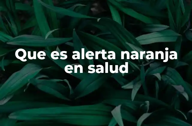 Que es Alerta Naranja en Salud
