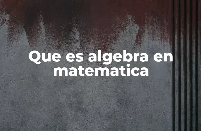 Que es Algebra en Matematica