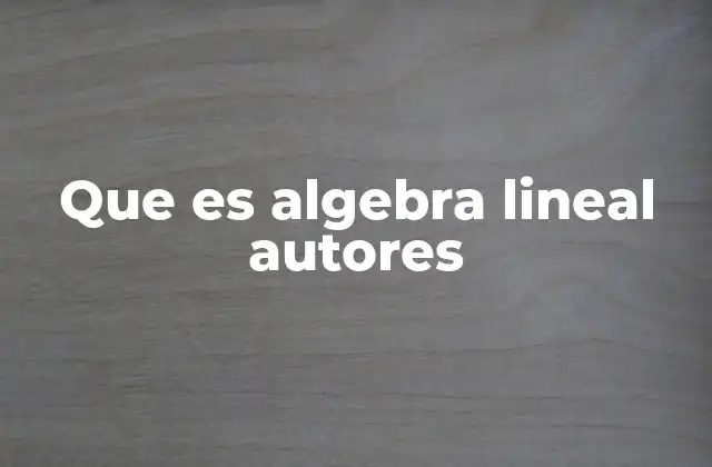 Que es Algebra Lineal Autores