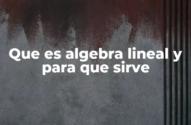 Que es Algebra Lineal y para que Sirve