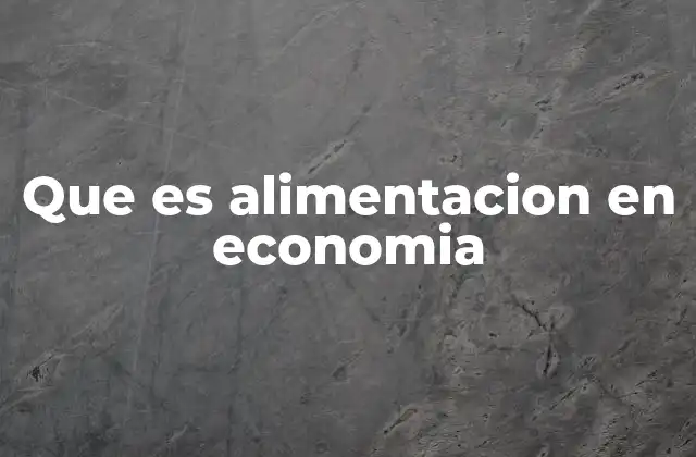 Que es Alimentacion en Economia