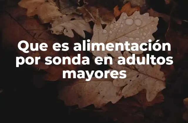 Que es Alimentación por Sonda en Adultos Mayores