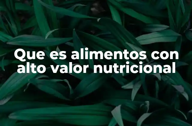 Que es Alimentos con Alto Valor Nutricional