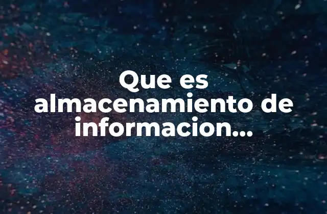 Que es Almacenamiento de Informacion Inteligencia Artificial