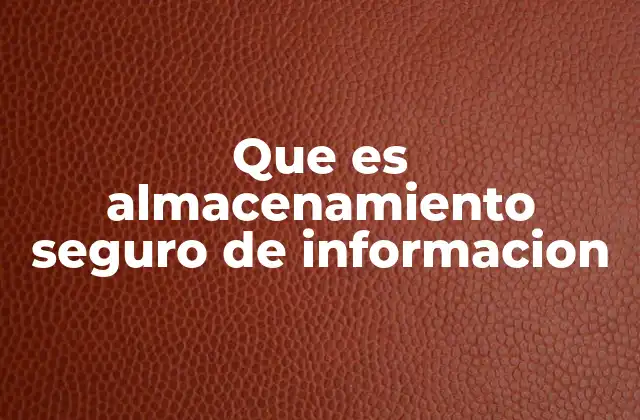 Que es Almacenamiento Seguro de Informacion