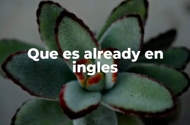 Que es Already en Ingles