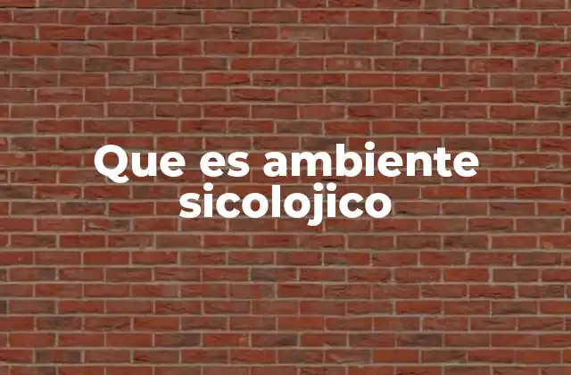 Que es Ambiente Sicolojico