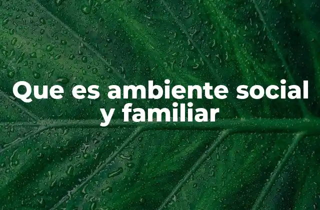 Que es Ambiente Social y Familiar