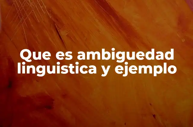 Que es Ambiguedad Linguistica y Ejemplo
