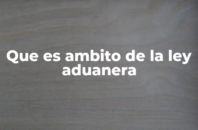Que es Ambito de la Ley Aduanera