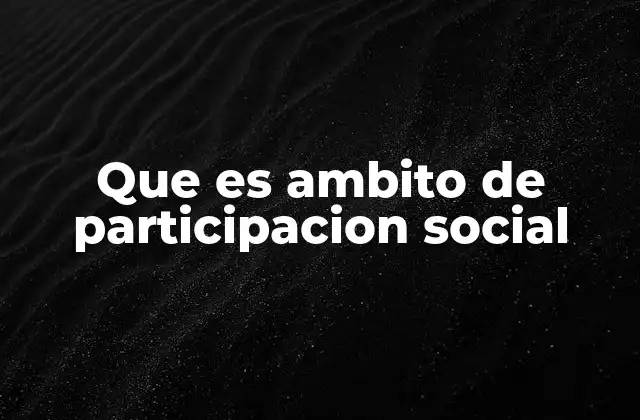 Que es Ambito de Participacion Social