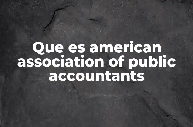 Que es American Association Of Public Accountants