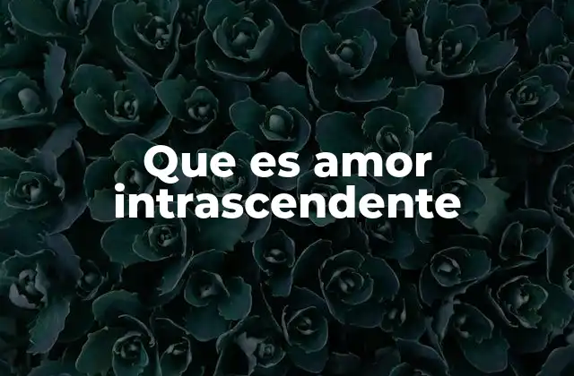 Que es Amor Intrascendente 2 El amor sin expectativas trascendentes