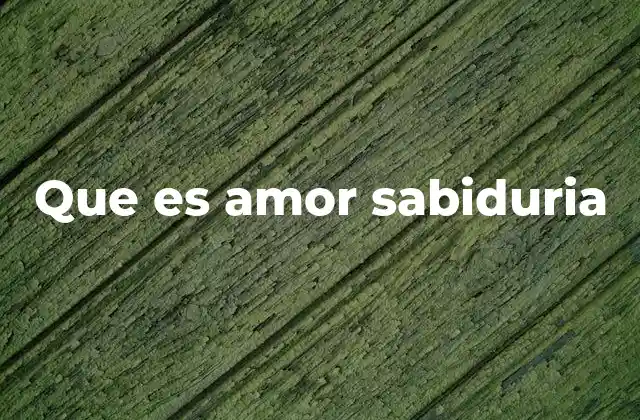 Que es Amor Sabiduria