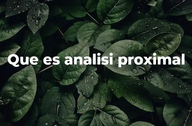 Que es Analisi Proximal