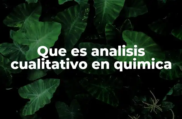 Que es Analisis Cualitativo en Quimica