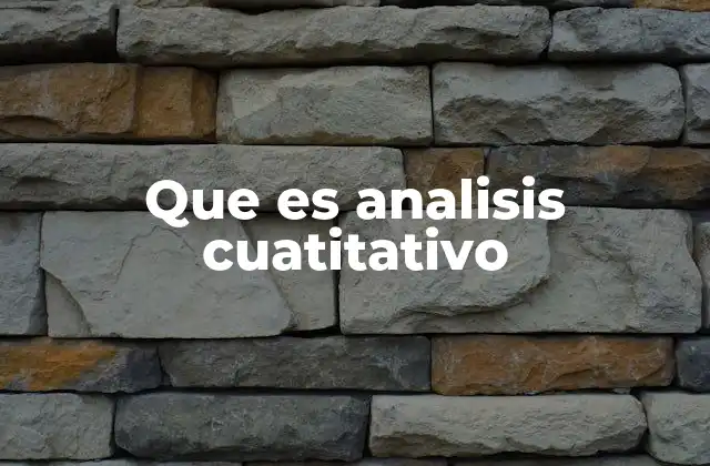 Que es Analisis Cuatitativo
