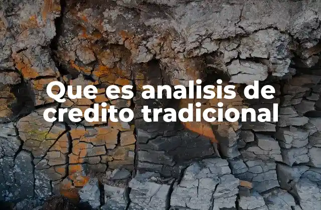 Que es Analisis de Credito Tradicional