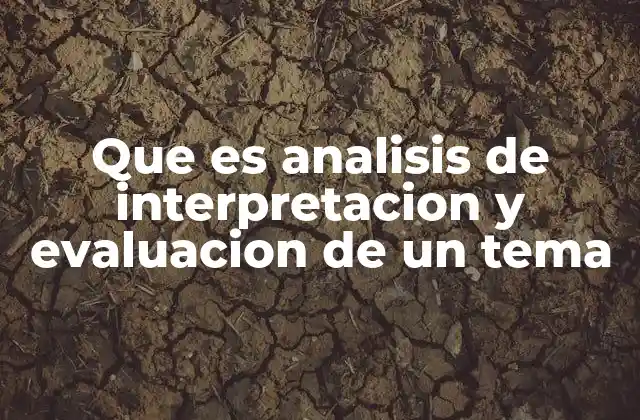 Que es Analisis de Interpretacion y Evaluacion de un Tema