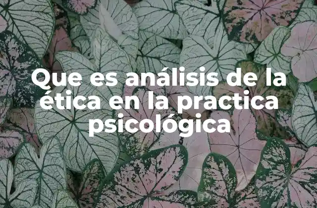 Que es Análisis de la Ética en la Practica Psicológica