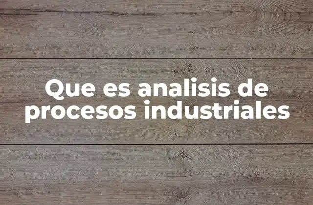 Que es Analisis de Procesos Industriales