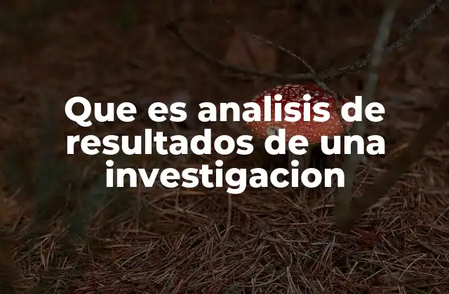 Que es Analisis de Resultados de una Investigacion