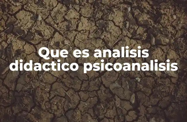Que es Analisis Didactico Psicoanalisis