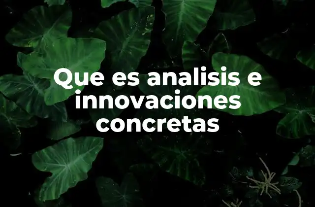 Que es Analisis e Innovaciones Concretas
