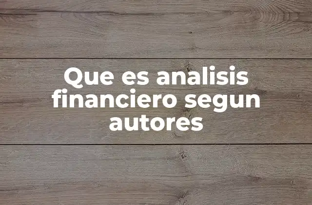 Que es Analisis Financiero Segun Autores