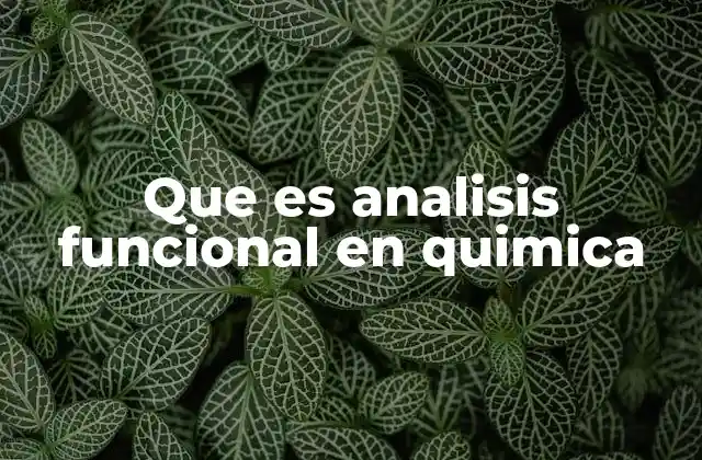 Que es Analisis Funcional en Quimica