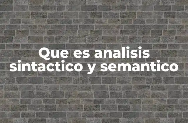 Que es Analisis Sintactico y Semantico