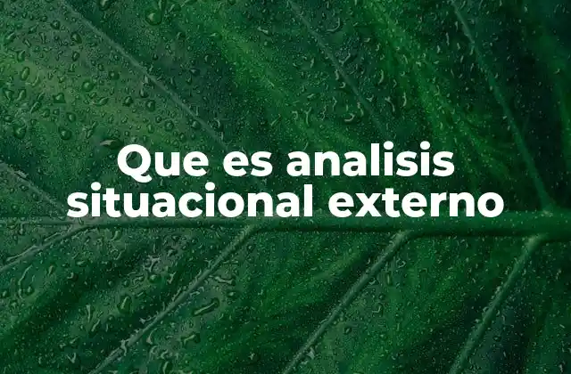 Que es Analisis Situacional Externo