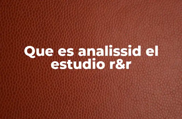 Que es Analissid el Estudio R&r