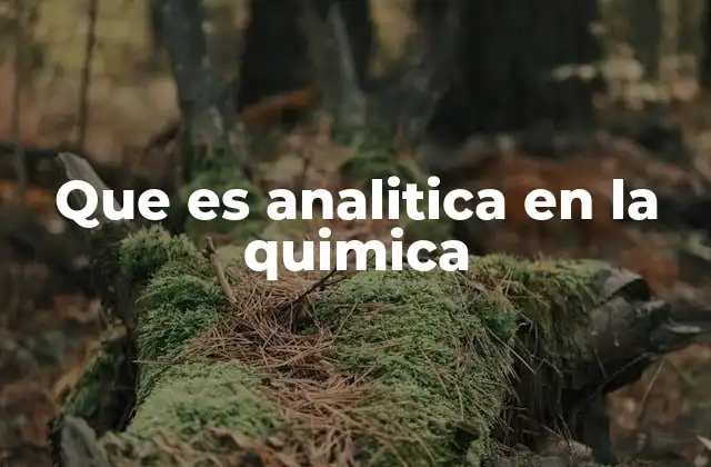 Que es Analitica en la Quimica