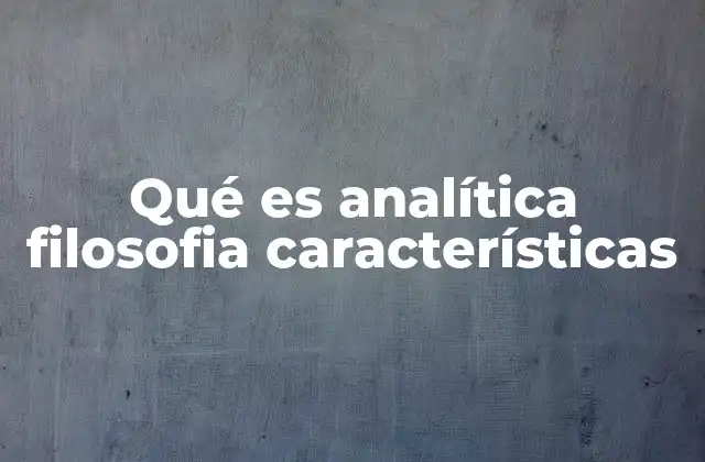Qué es Analítica Filosofia Características