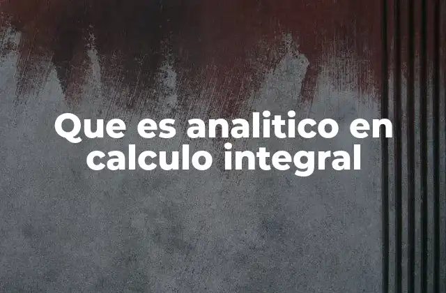Que es Analitico en Calculo Integral