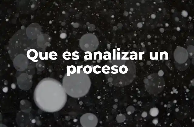 Que es Analizar un Proceso