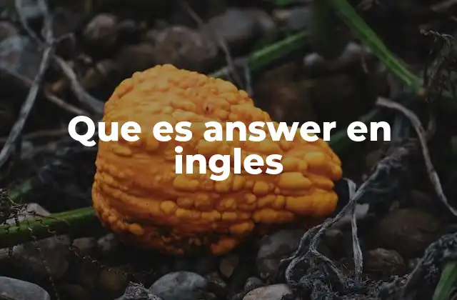 Que es Answer en Ingles
