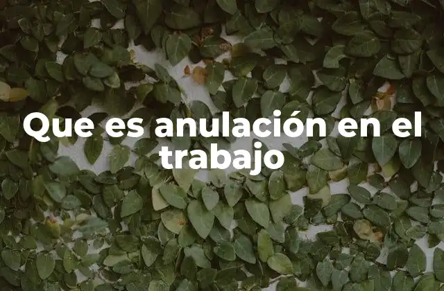 Que es Anulación en el Trabajo