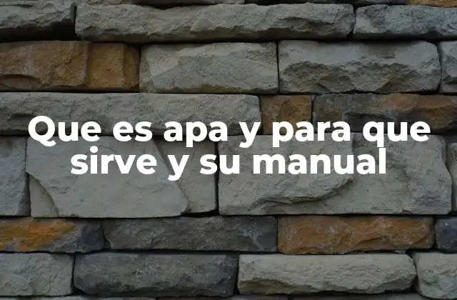 Que es Apa y para que Sirve y Su Manual