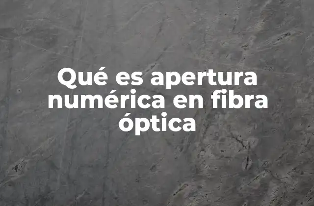 Qué es Apertura Numérica en Fibra Óptica