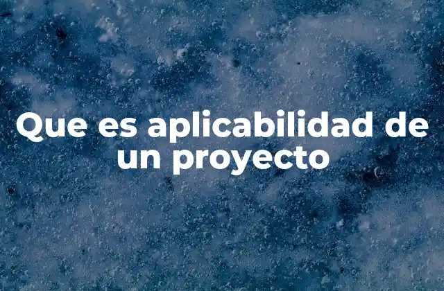 Que es Aplicabilidad de un Proyecto