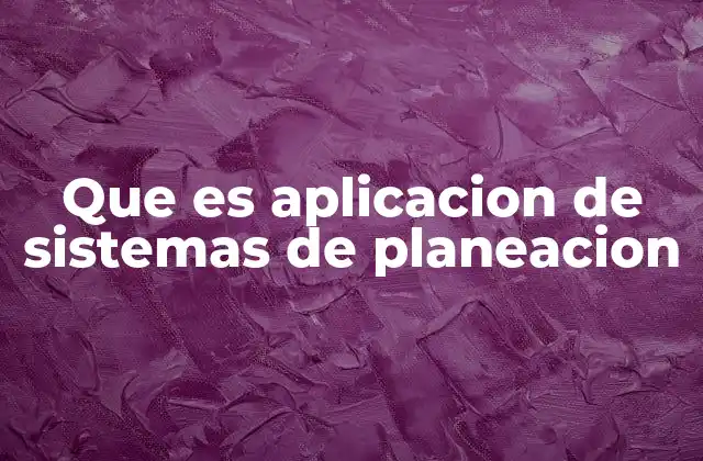 Que es Aplicacion de Sistemas de Planeacion